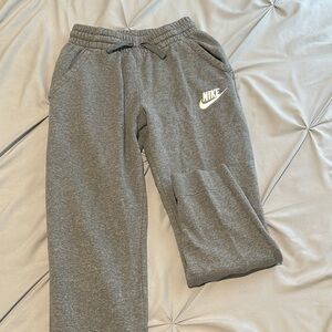 Nike Heather Gray Sweatpants with Adjustable Waistband and Elastic Cuffs